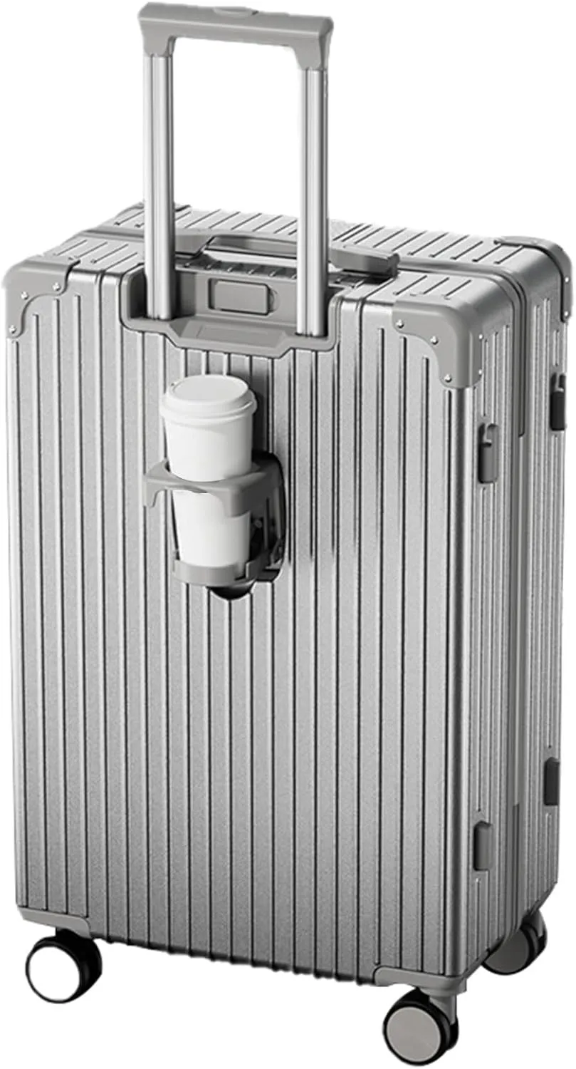 Suitcases With Wheels, Suit Case, Large Capacity Hand Suitcase, Bureau Cross-Buckle Fixing, For Going On A Trip, Men And Women (Color : 22 Rack, Size : Silver)