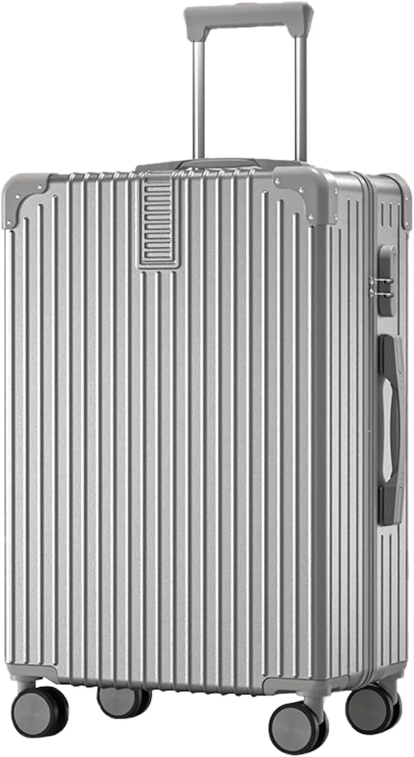 Suitcases With Wheels, Suit Case, Large Capacity Hand Suitcase, Bureau Cross-Buckle Fixing, For Going On A Trip, Men And Women (Color : 22, Size : Silver)
