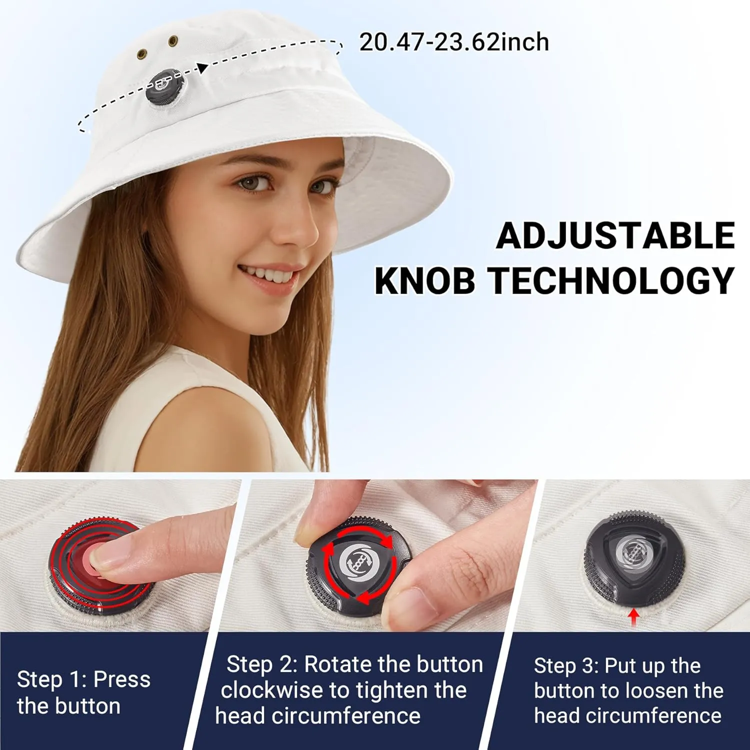 Sukeen Cotton Bucket Hat for Men Women Adjustable Knob Sun Hat UPF 50  Wide Brim Fishing Hat for Walking Daily Outdoor