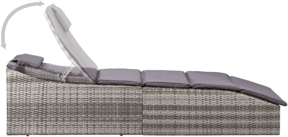 Sunbed with Cushion Poly Rattan GrayLuxury Sun Loungers with Adjustable Backrest and Cushioned Seat