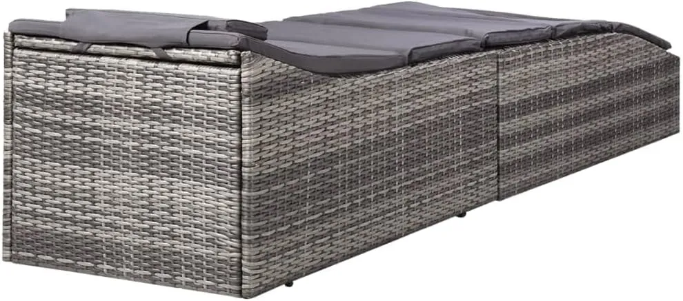 Sunbed with Cushion Poly Rattan GrayLuxury Sun Loungers with Adjustable Backrest and Cushioned Seat