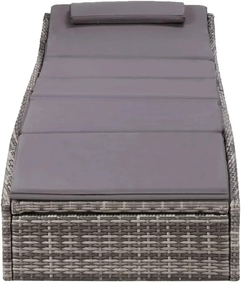Sunbed with Cushion Poly Rattan GrayLuxury Sun Loungers with Adjustable Backrest and Cushioned Seat