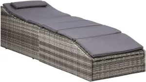 Sunbed with Cushion Poly Rattan GrayLuxury Sun Loungers with Adjustable Backrest and Cushioned Seat