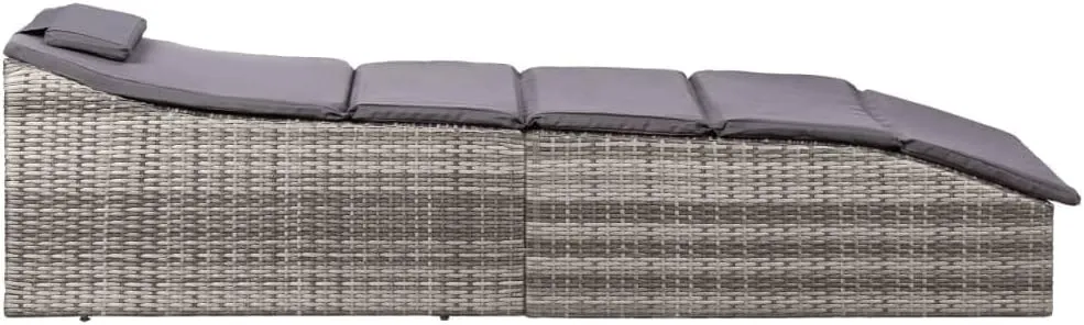 Sunbed with Cushion Poly Rattan GrayLuxury Sun Loungers with Adjustable Backrest and Cushioned Seat