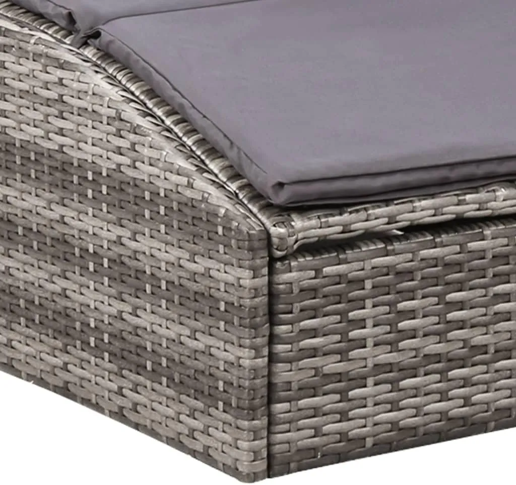 Sunbed with Cushion Poly Rattan GrayLuxury Sun Loungers with Adjustable Backrest and Cushioned Seat
