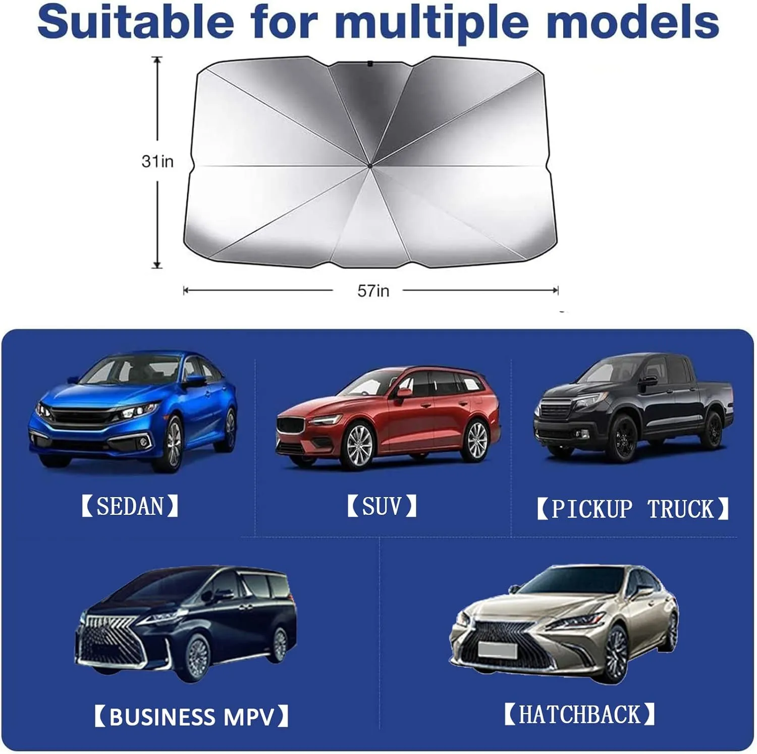 Sunflower Umbrella Sunshade for Car,Windshield Sun Shade Umbrella for Car SUV Trucks Front Window Block UV Rays Heat Keep Vehicle Cool,Foldable Umbrella Reflective Sunshade (57 x 31 in)