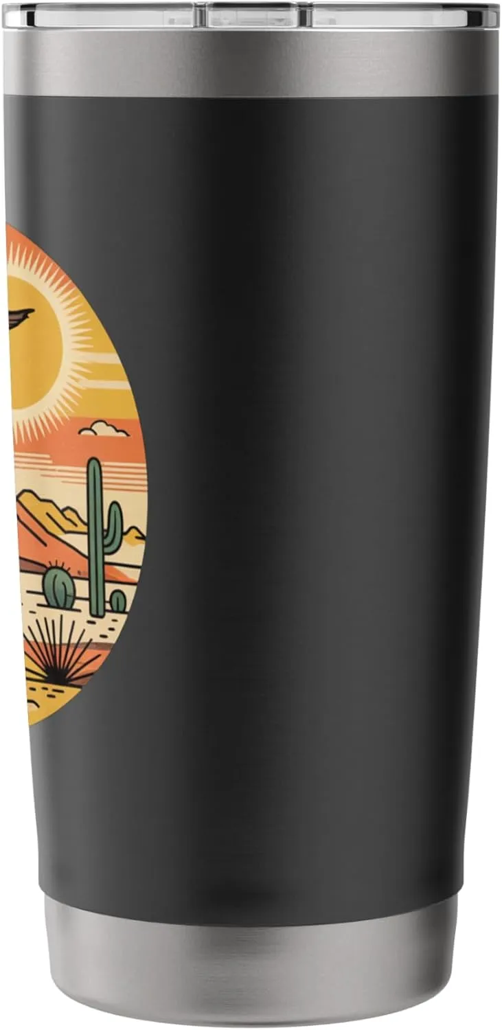 Sunrise Mountain Nature Retro Hiking Outdoors Cactus Desert Stainless Steel Insulated Tumbler
