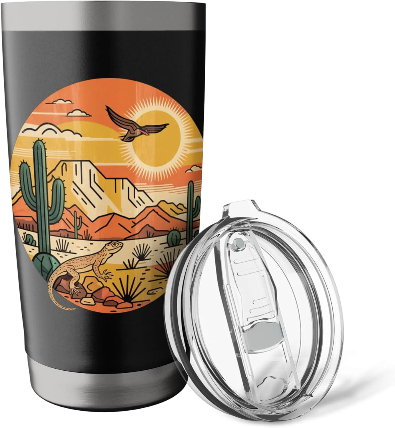 Sunrise Mountain Nature Retro Hiking Outdoors Cactus Desert Stainless Steel Insulated Tumbler