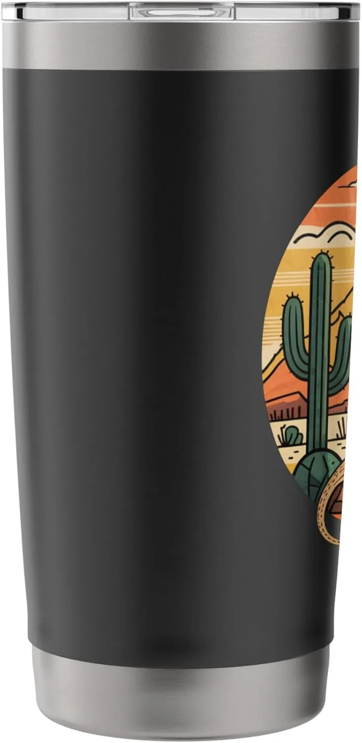 Sunrise Mountain Nature Retro Hiking Outdoors Cactus Desert Stainless Steel Insulated Tumbler