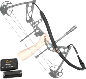 SUNYA Paracord Compound Bow Sling with V2 Upgraded Magnetic Connection System. Lightweight Hands Free Shoulder Carrying Sling for Bow Hunting, Field Archery and 3D