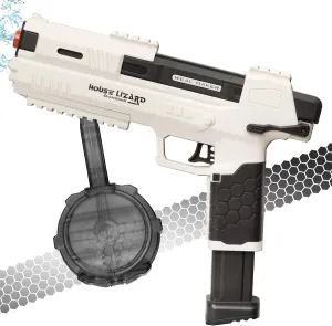Super Pulse Electric Water Gun, Automatic Squirt Gun with Simulated Recoil, Waterproof Powerful Water Blaster Up to 26FT Range, Pool Beach Outdoor Water Fighting Toy for Kids (White)