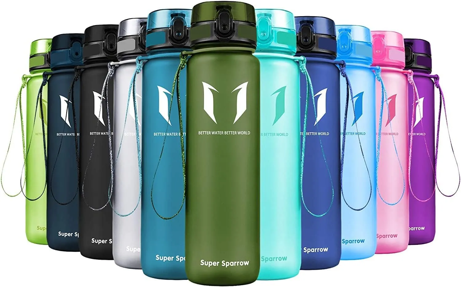 Super Sparrow Water Bottle - 12 oz/17 oz/25 oz/32 oz - BPA Free Tritan Water Bottles - One Touch Opening - Leak-proof Plastic Bottle - Kids Water Bottle for Office, Gym, Outdoor, Sports