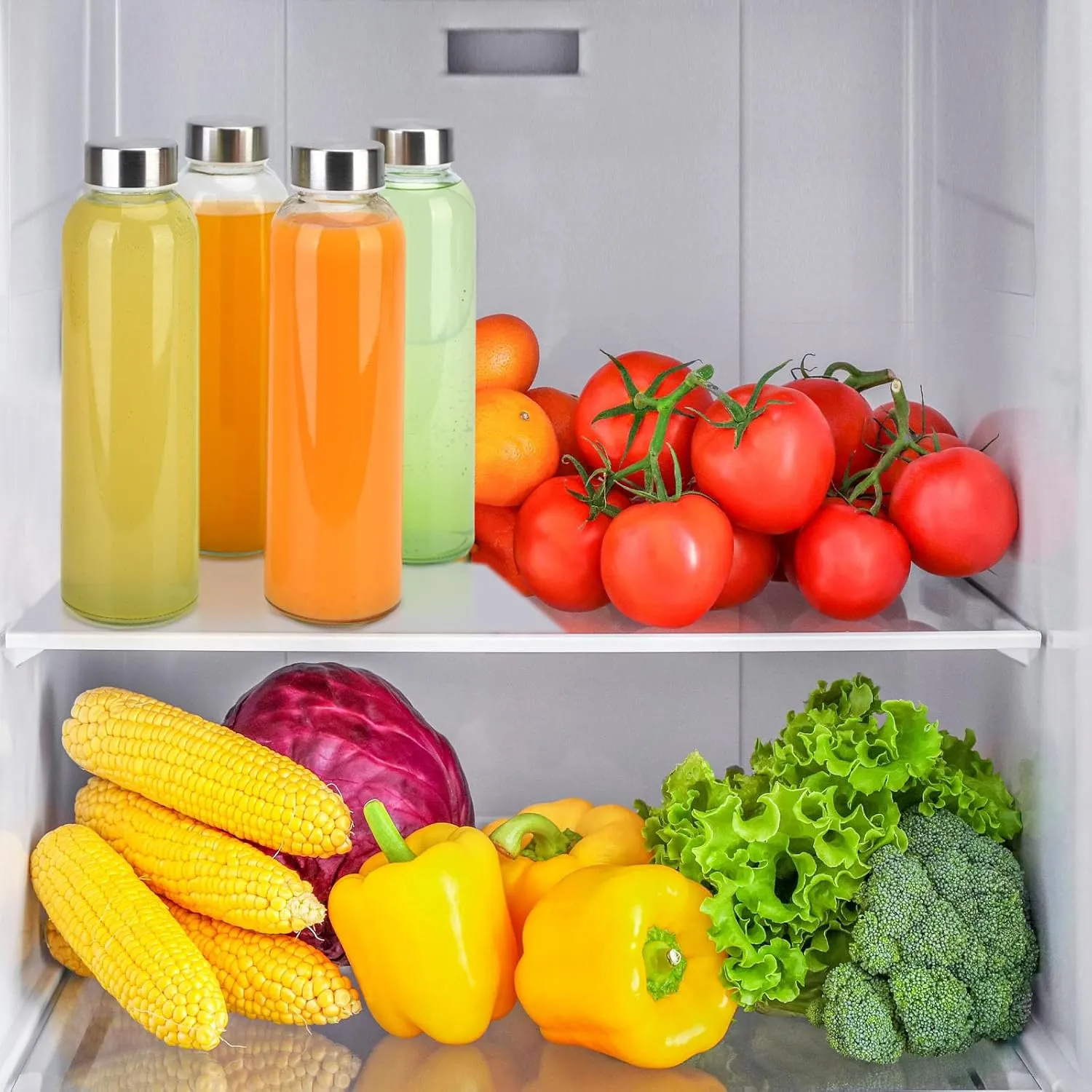 Sursip 18 oz Glass Water Bottle & Glass Juicing Bottle with Stainless Steel Lid - Reusable, BPA Free, Leak-Proof (24-Pack)