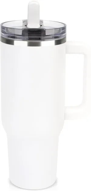 Sursip 40 oz Tumbler with Handle and Flip Straw, 100% Leakproof Lid Insulated Cup Stainless Steel Water Bottle for Cold Drinks Travel Mug, BPA-Free, Dishwasher Safe