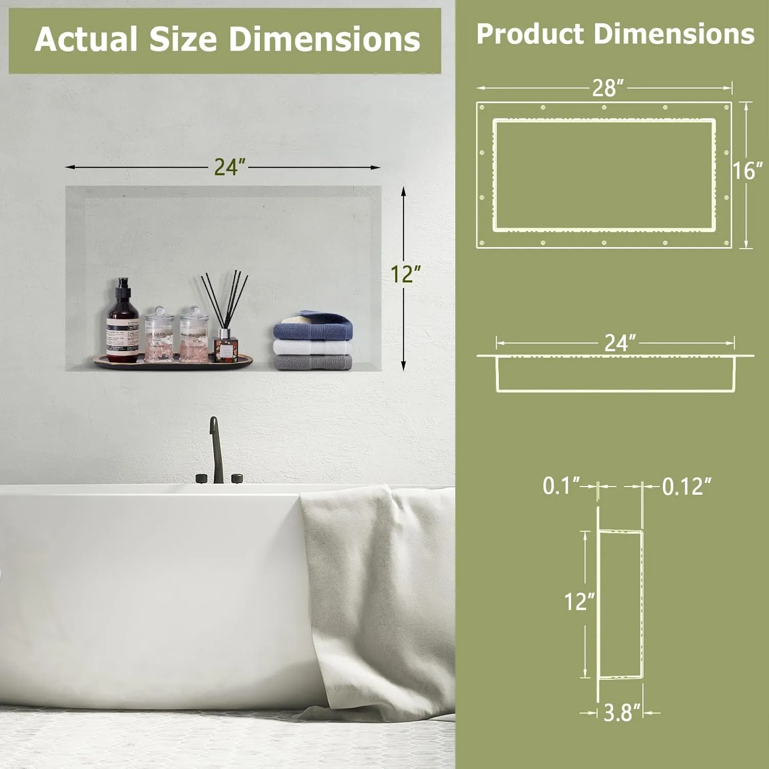 Suteck Shower Niche 16" x 28", Single Shelf Niches Tile Ready Niche for Showers Bathroom Storage Recessed Shower Box