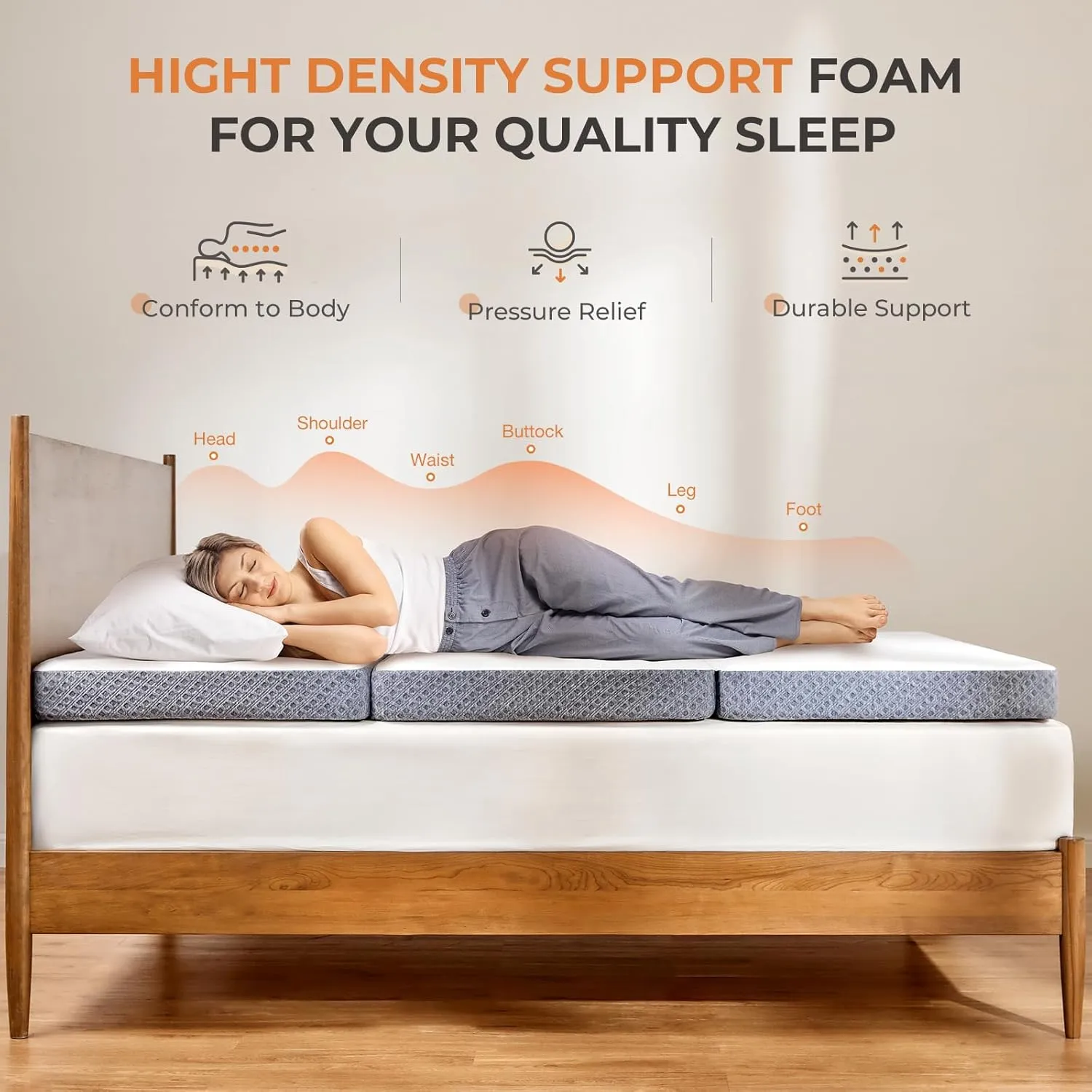 Sweetnight Tri Folding Mattress - 4-inch Foldable Mattress with a Collapsible and Washable Cover | Medium-Firm with Non-Slip Design | Suitable for RV Travel, Camping, Guest