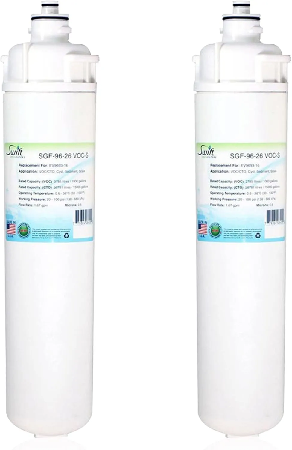 Swift Green Filters, catridge: 4FC-LS SGF-96-26 VOC-S Replacement water filter for Everpure EV9693-16, (2 Pack)