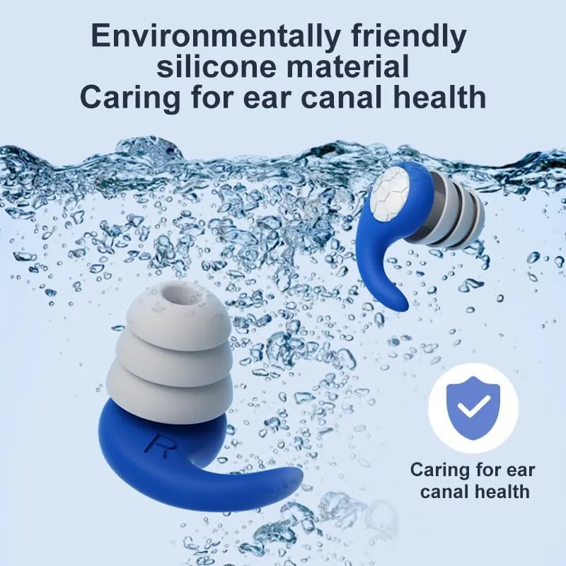Swimming Ear Plugs, Waterproof Reusable Silicone Swim Earplugs for Swimming Surfing Snorkeling Showering and Water Pool,Beach,Ocean (Gray)