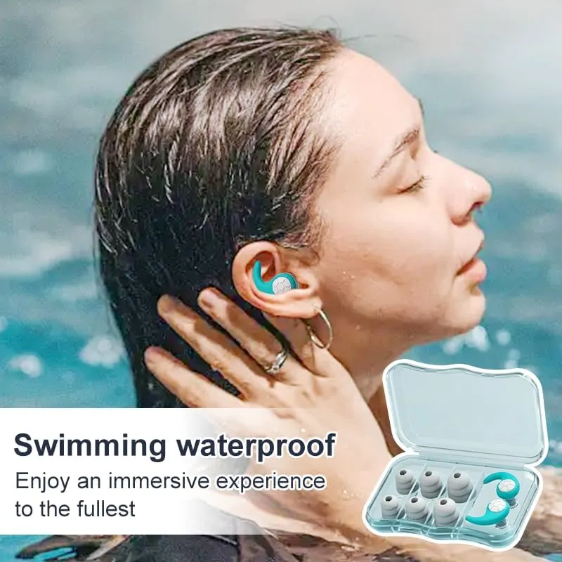 Swimming Ear Plugs, Waterproof Reusable Silicone Swim Earplugs for Swimming Surfing Snorkeling Showering and Water Pool,Beach,Ocean (Gray)