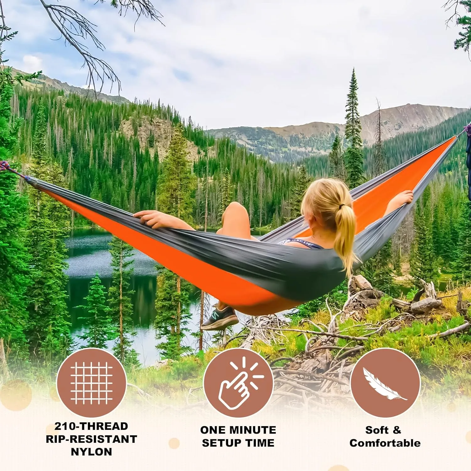 SZHLUX Camping Hammock Double Portable Hammocks Camping Accessories and Camping Gear, Great for Hiking,Outdoor,Beach,Camping