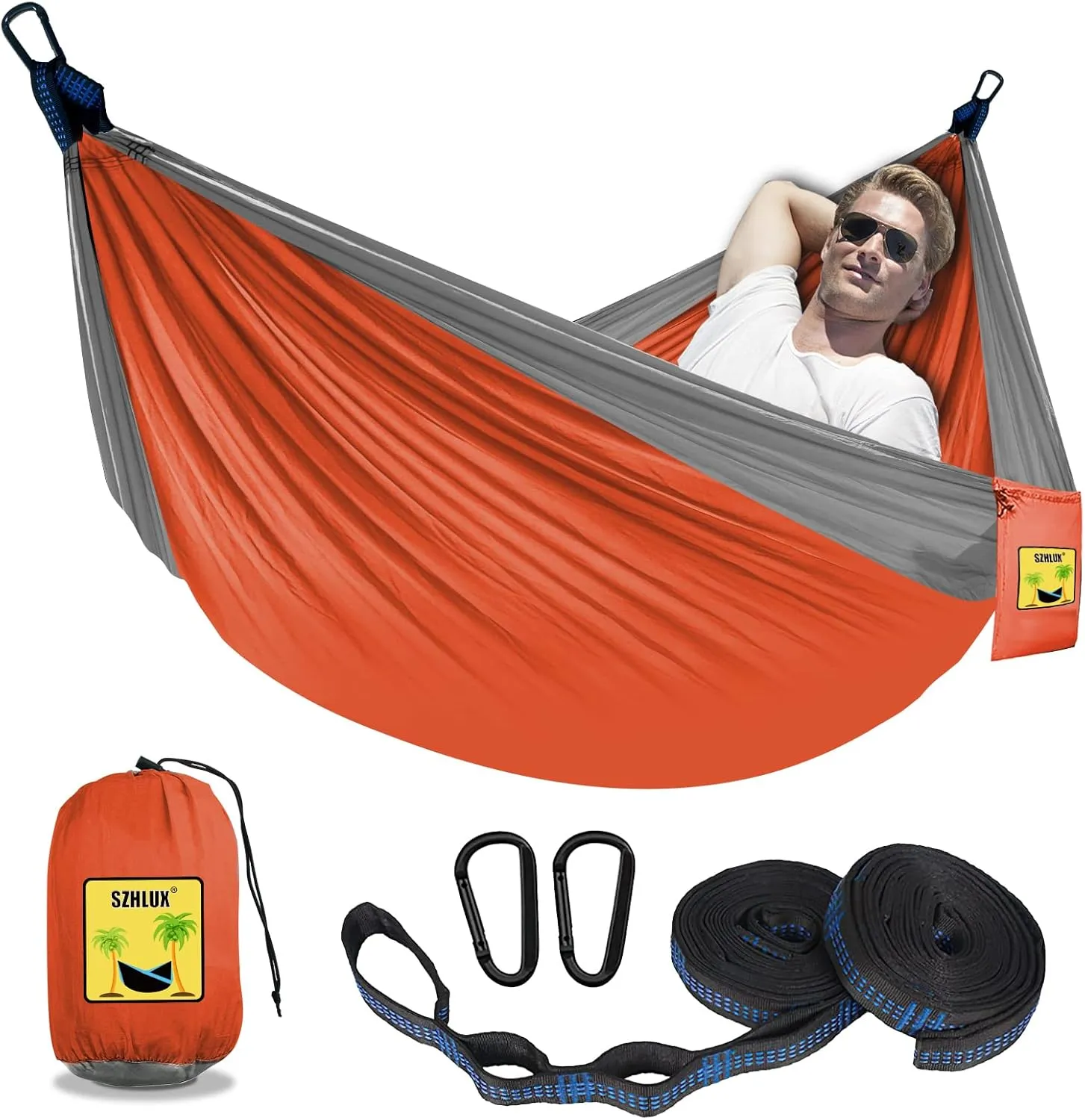 SZHLUX Camping Hammock Double Portable Hammocks Camping Accessories and Camping Gear, Great for Hiking,Outdoor,Beach,Camping