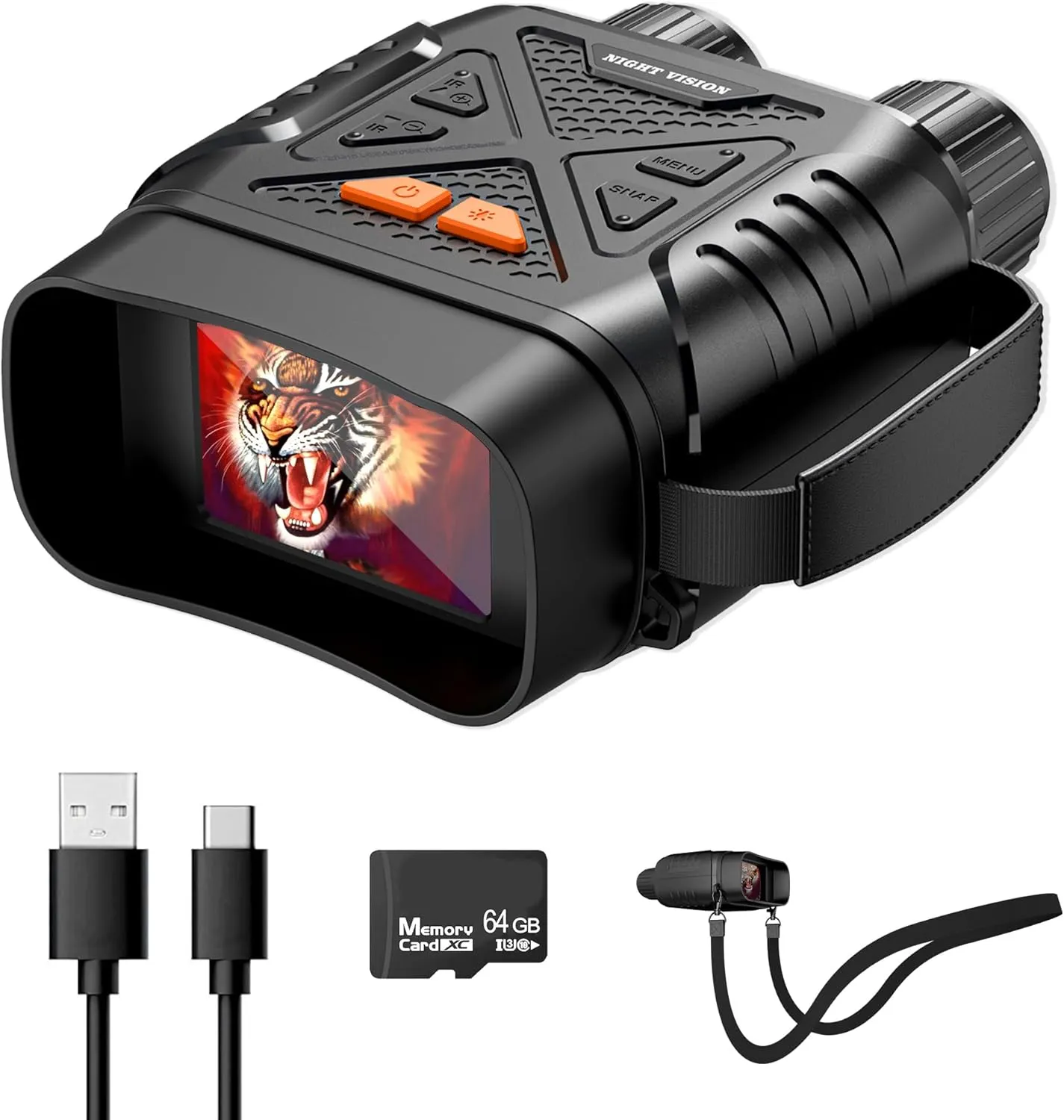 T TAKMLY Night Vision Goggles, 2624FT-10X Digital Zoom, 2.8'' HD Screen Infrared Binoculars with 64GB TF Card for Photos and Videos, for Adults Outdoor Camping and Wildlife Observation（Black）
