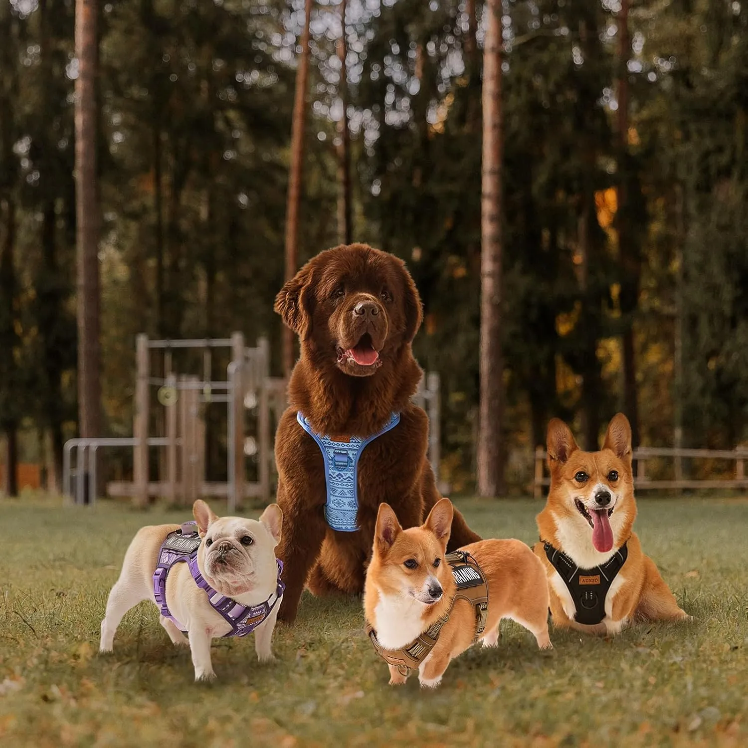 Tactical Dog Vest Harness No Pull Easy Walker Pet Harness for Walking Training Hiking for M Sized Dogs with 2 Leash Clips 3 Buckles Reflective Strip Soft Padded Handle, Tribal, French Bulldog