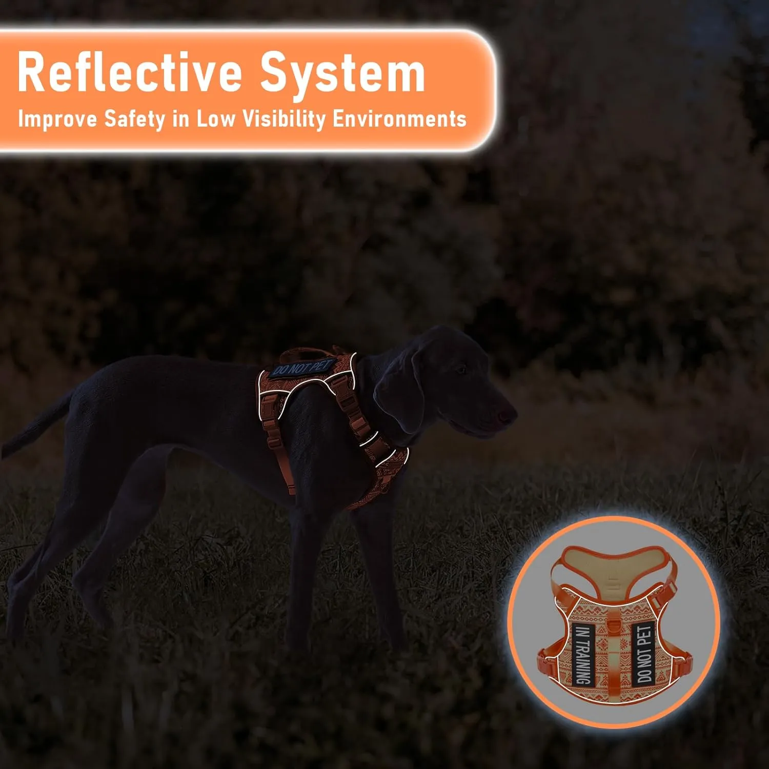 Tactical Dog Vest Harness No Pull Easy Walker Pet Harness for Walking Training Hiking for M Sized Dogs with 2 Leash Clips 3 Buckles Reflective Strip Soft Padded Handle, Tribal, French Bulldog
