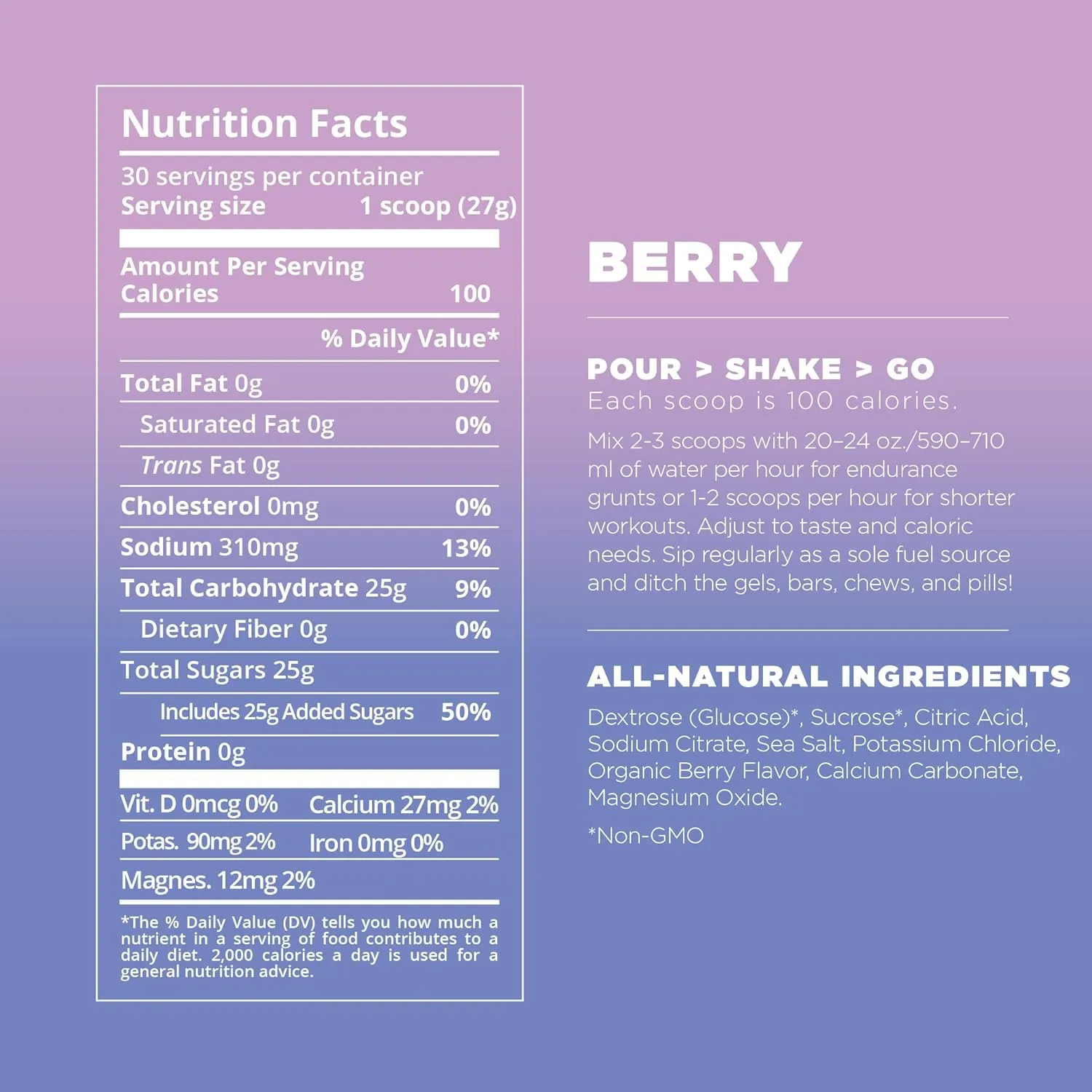 Tailwind Nutrition Endurance Fuel, Electrolyte & Hydration Sports Drink Mix Powder, Gluten-Free, Vegan, Berry, 30 Servings