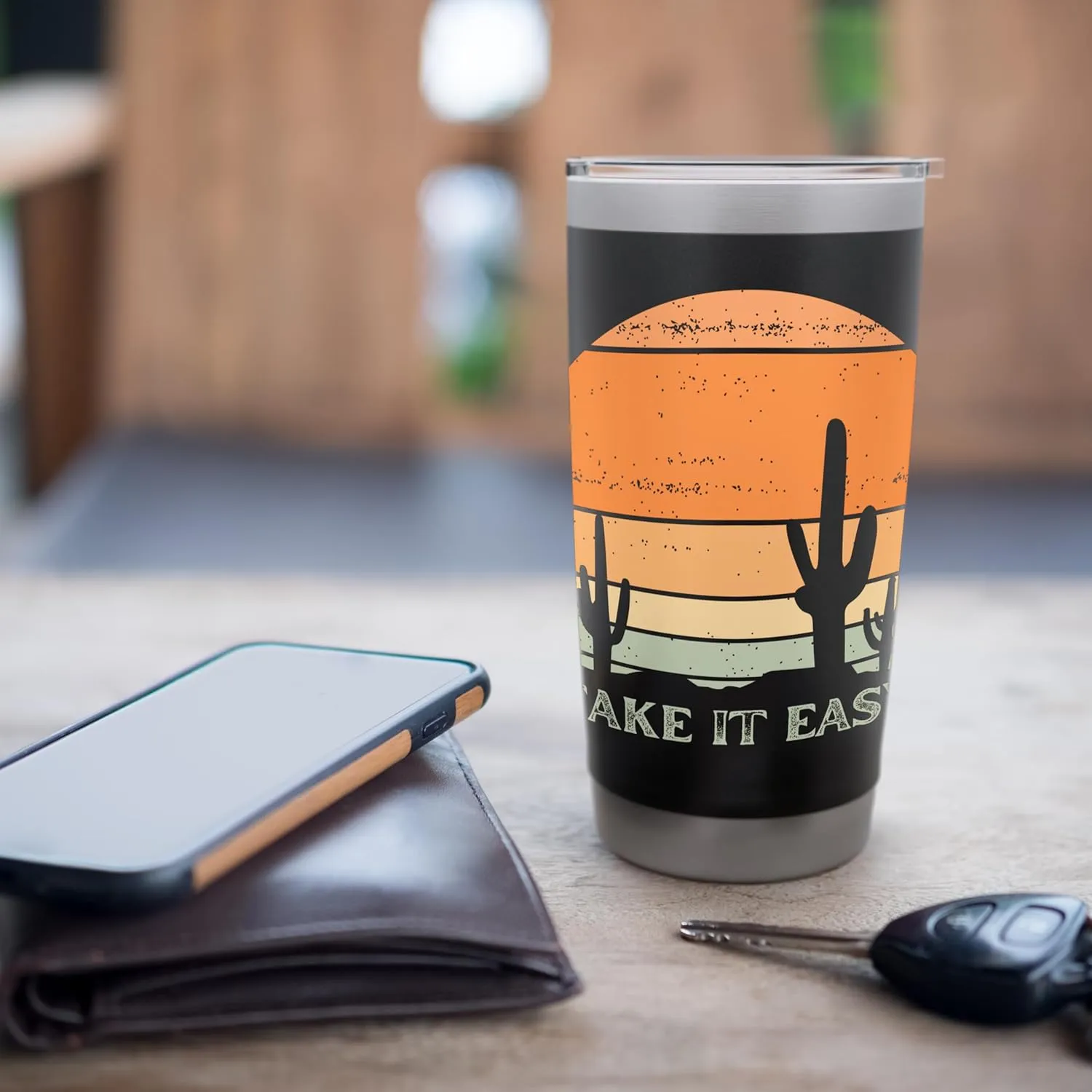 Take It Easy Retro Style Outdoors Desert Camping Stainless Steel Insulated Tumbler