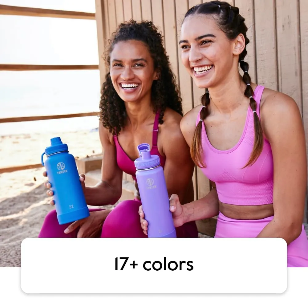 Takeya Actives Water Bottle with Spout Lid - Bottle with Double Stainless Steel Insulation - Dishwasher Safe & BPA-Free - Bottle with Spout Lid & Removable Bumper - 40 oz, Blush