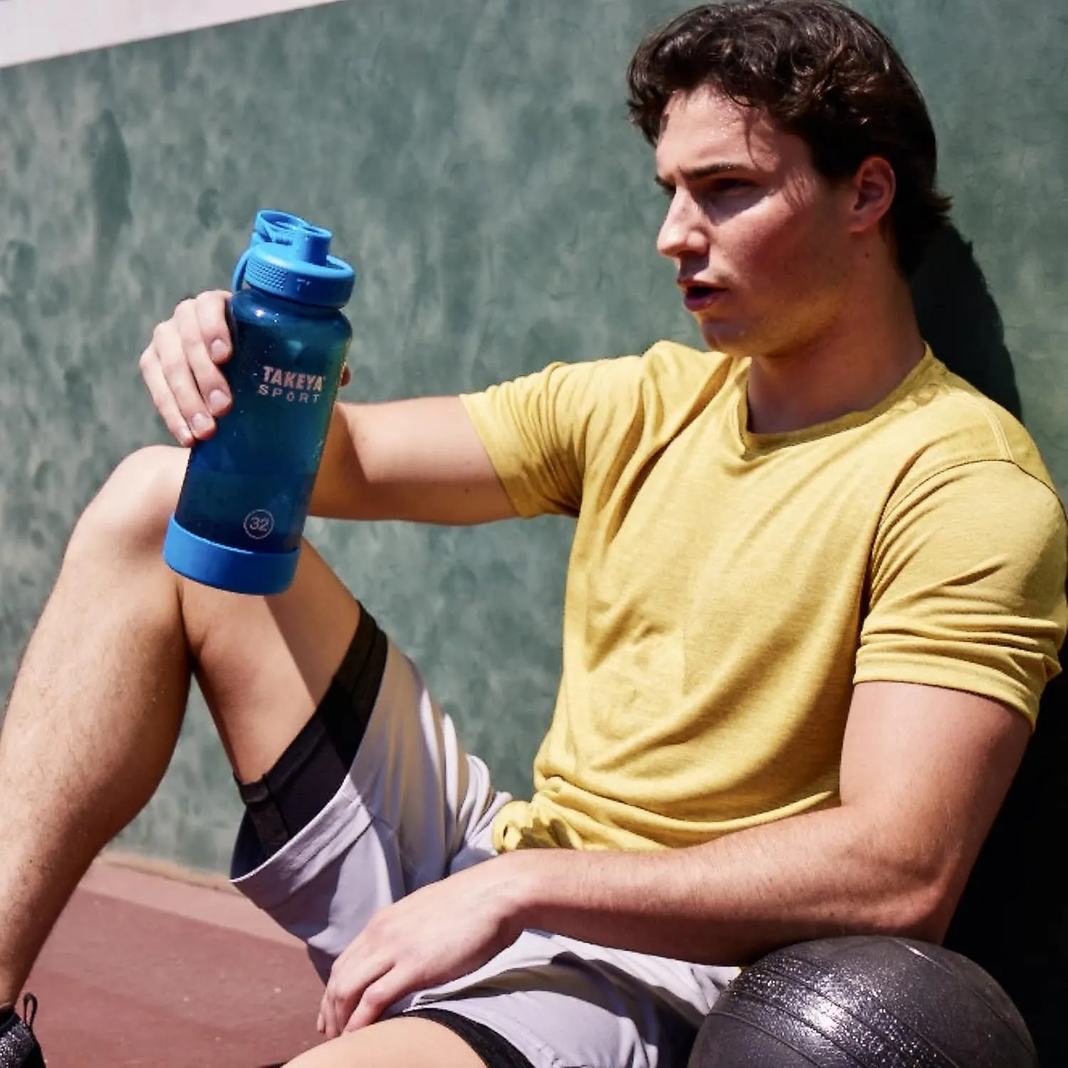 Takeya Tritan Sport Water Bottle with Spout Lid - BPA-Free & Dishwasher-Safe Water Bottle - Reusable Bottle with Lid Handle - Simple Leak-Proof Water Bottle - 32 oz, Grand Slam Black
