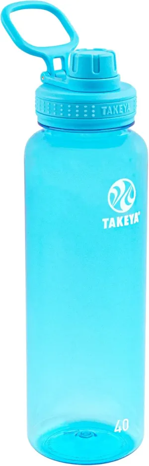 Takeya Tritan Sport Water Bottle with Spout Lid - BPA-Free & Dishwasher-Safe Water Bottle - Reusable Bottle with Lid Handle - Simple Leak-Proof Water Bottle - 40 oz, Breezy Blue