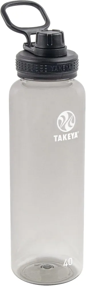 Takeya Tritan Sport Water Bottle with Spout Lid - BPA-Free & Dishwasher-Safe Water Bottle - Reusable Bottle with Lid Handle - Simple Leak-Proof Water Bottle - 40 oz, Stormy Black