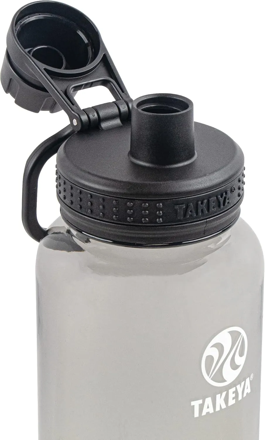 Takeya Tritan Sport Water Bottle with Spout Lid - BPA-Free & Dishwasher-Safe Water Bottle - Reusable Bottle with Lid Handle - Simple Leak-Proof Water Bottle - 40 oz, Stormy Black