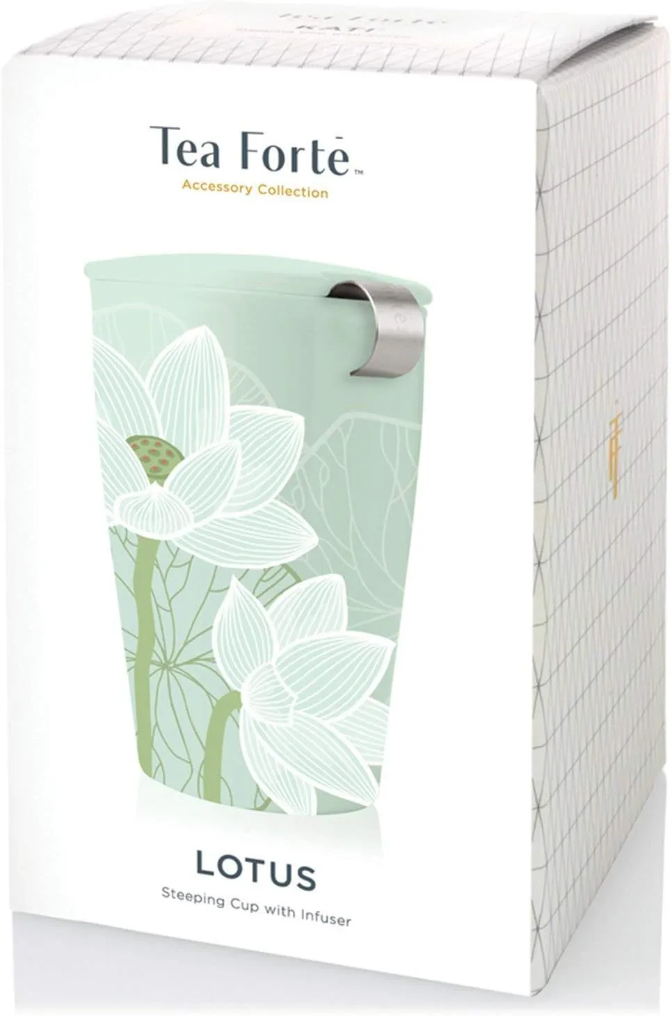 Tea Forte Lotus Double-Walled Ceramic Kati Cup with Removable Stainless Steel Infuser Basket and Lid, Steeps 12 oz Loose Leaf Tea, Lid and Cup Dishwasher & Microwave Safe