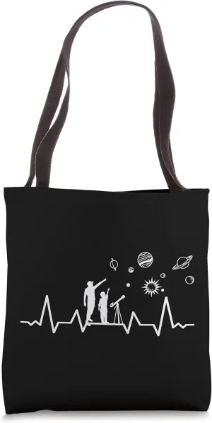 Telescopes Binoculars planets science heartbeat astronomy Tote Bag