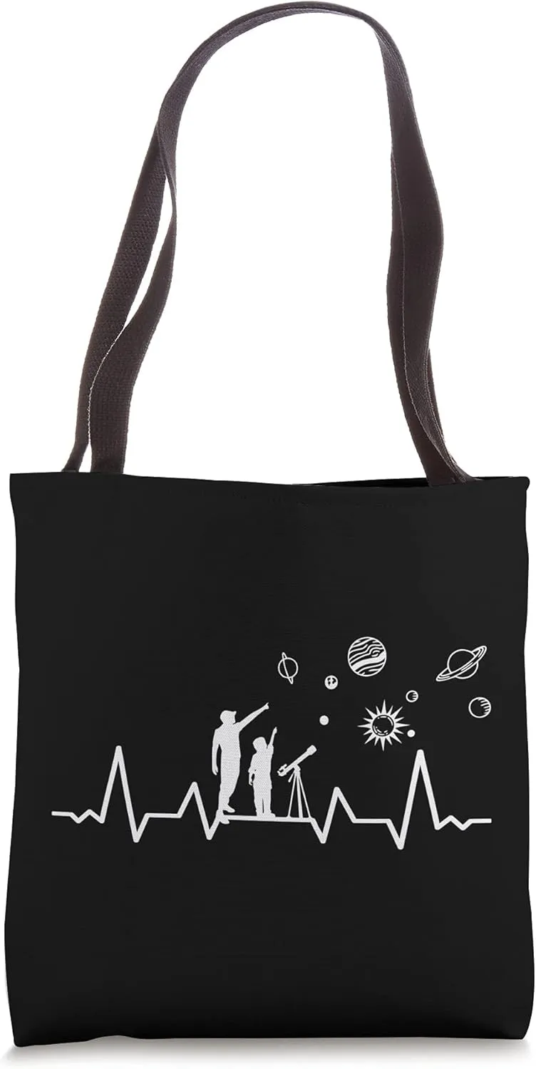 Telescopes Binoculars planets science heartbeat astronomy Tote Bag