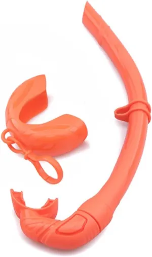 TEQIN Roll-up Snorkel, Silicone Foldable Snorkel with Compact Storage Case, Freediving and Snorkeling Snorkel, Wet Breathing Tube for Freediving, Diving, and Snorkeling Orange