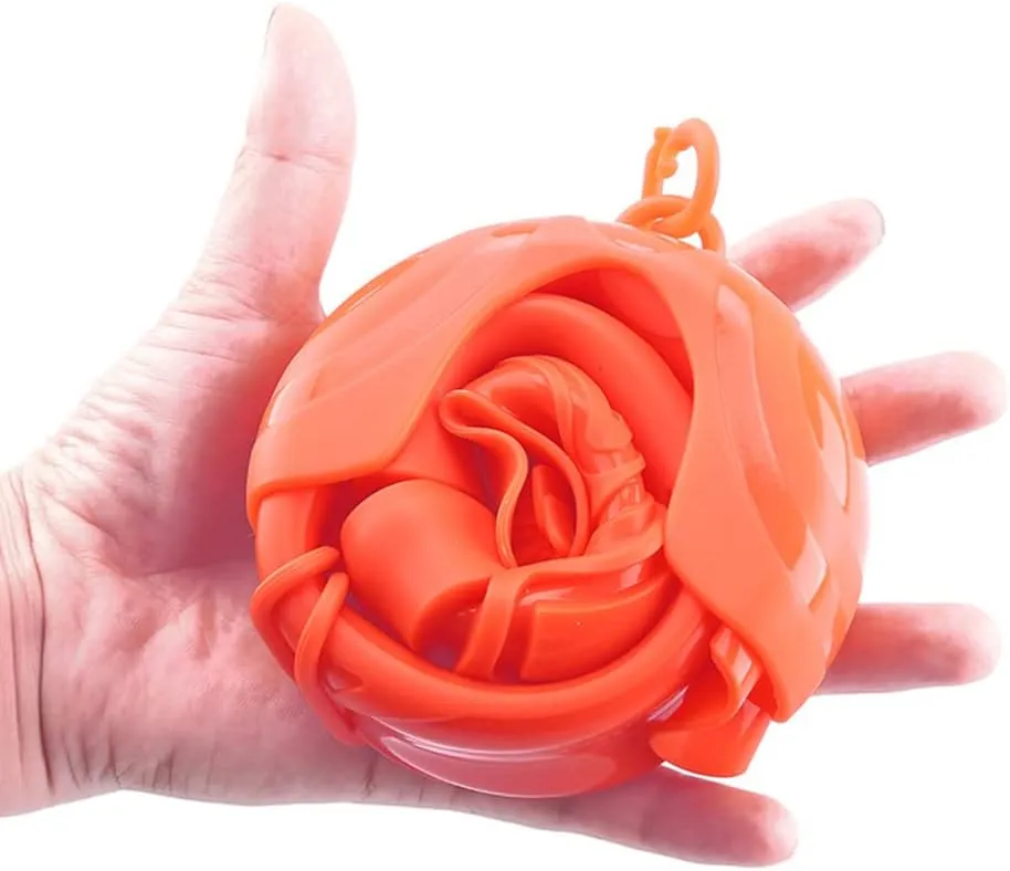 TEQIN Roll-up Snorkel, Silicone Foldable Snorkel with Compact Storage Case, Freediving and Snorkeling Snorkel, Wet Breathing Tube for Freediving, Diving, and Snorkeling Orange