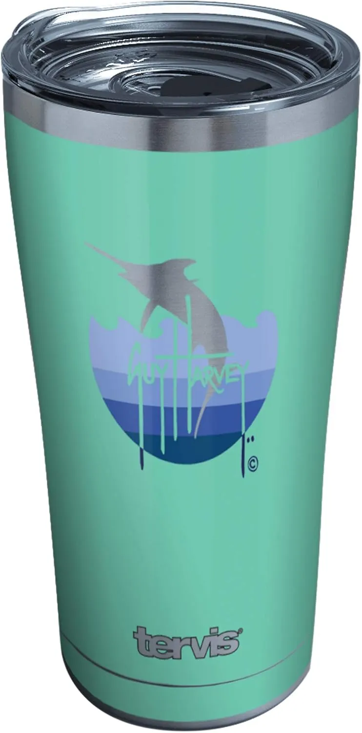 Tervis Guy Harvey Mint and Navy Marlin Triple Walled Insulated Tumbler Travel Cup Keeps Drinks Cold & Hot, 20oz Legacy, Stainless Steel