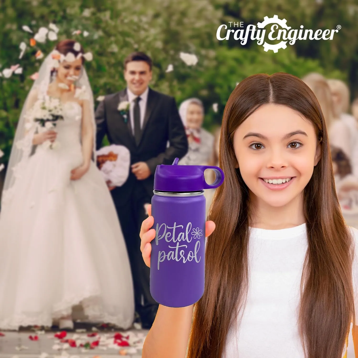 The Crafty Engineer 12 oz Kids Water Bottle - Black (Ring Bearer) - Insulated, Durable, Easy-to-Use, Perfect for School, Sports, Special Occasions