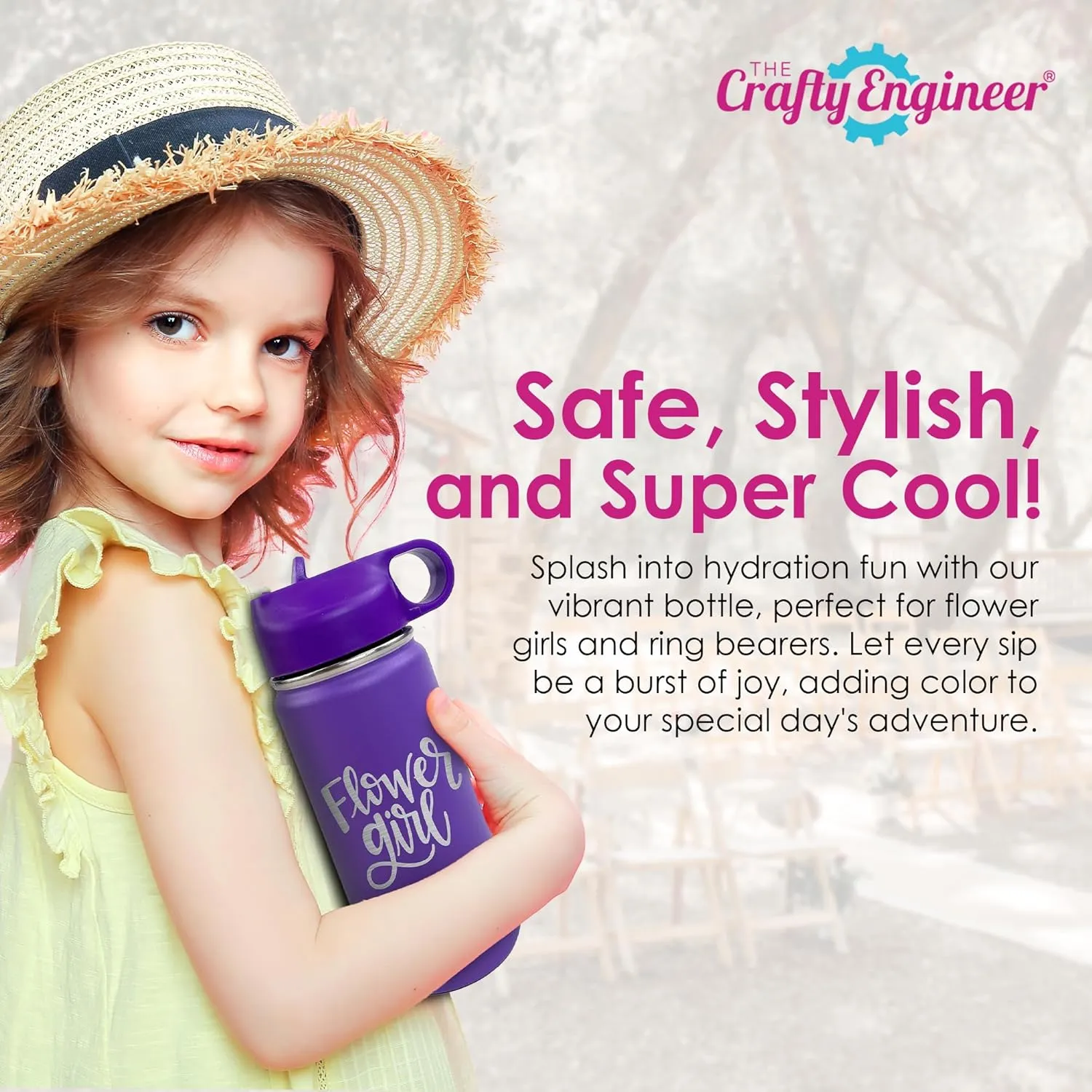 The Crafty Engineer 12 oz Kids Water Bottle - Black (Ring Bearer) - Insulated, Durable, Easy-to-Use, Perfect for School, Sports, Special Occasions