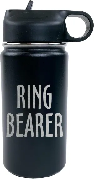 The Crafty Engineer 12 oz Kids Water Bottle - Black (Ring Bearer) - Insulated, Durable, Easy-to-Use, Perfect for School, Sports, Special Occasions