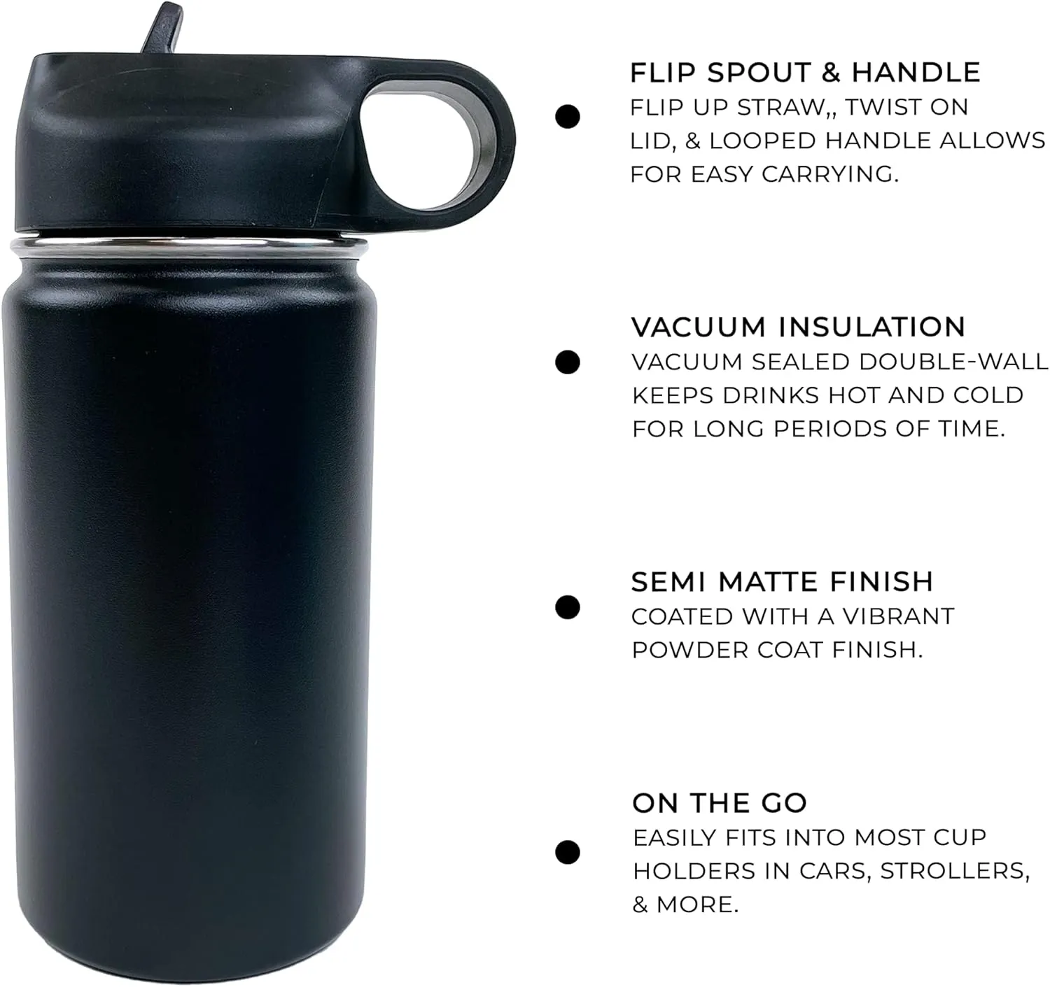 The Crafty Engineer 12 oz Kids Water Bottle - Black (Ring Bearer) - Insulated, Durable, Easy-to-Use, Perfect for School, Sports, Special Occasions