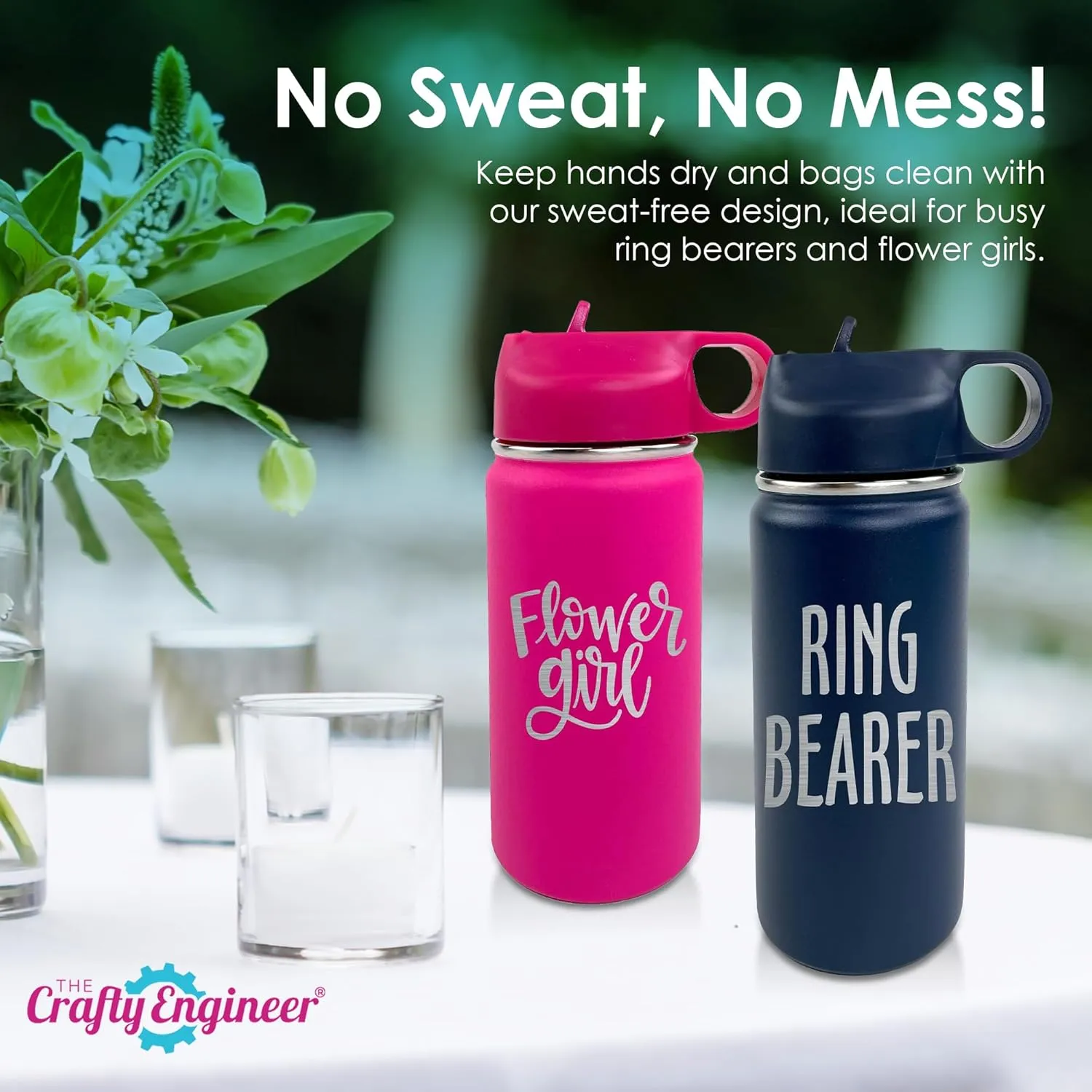 The Crafty Engineer 12 oz Kids Water Bottle - Black (Ring Bearer) - Insulated, Durable, Easy-to-Use, Perfect for School, Sports, Special Occasions