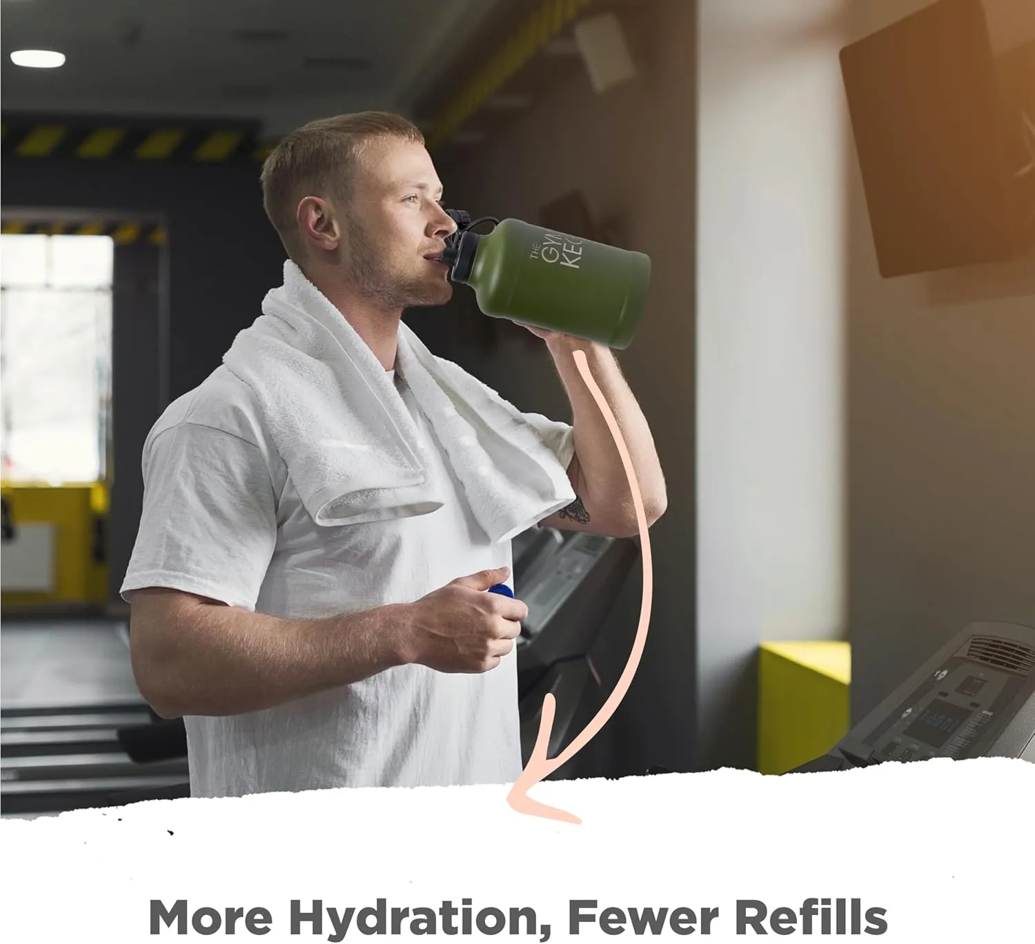 The Gym Keg Insulated Water Bottle - 64 oz Large Capacity - 24 Hrs Cold, 12 Hrs Warm - Wide Mouth - Stainless Steel - Sturdy with Handle - Metal Water Bottle - Rainforest Green