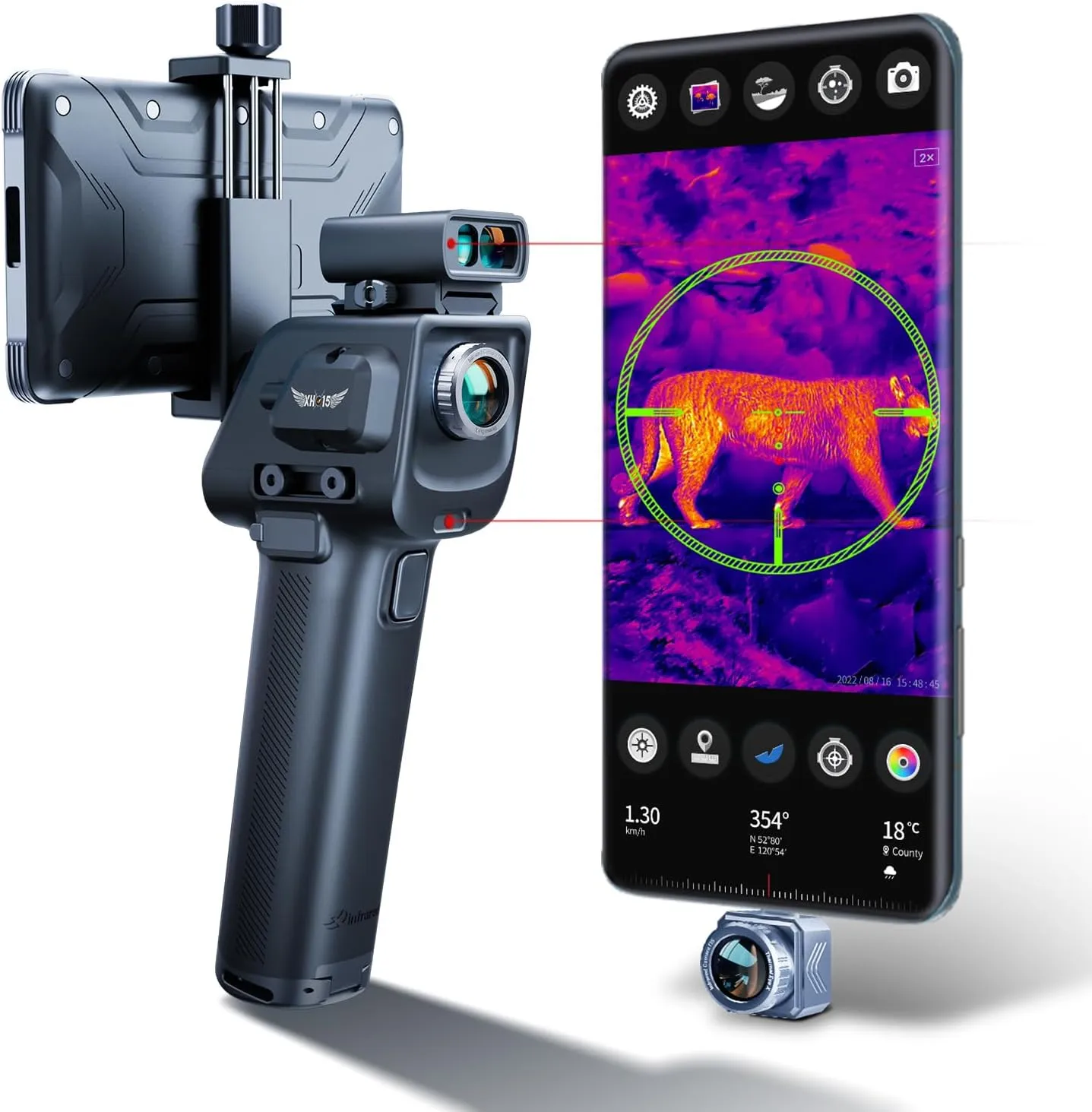 Thermal Monocular X3 See 1600 Yards, Thermal Night Vision Scope with 60Hz, 25mK, Thermal Binoculars for Hunting, Exploration and Wildlife Observation - Android