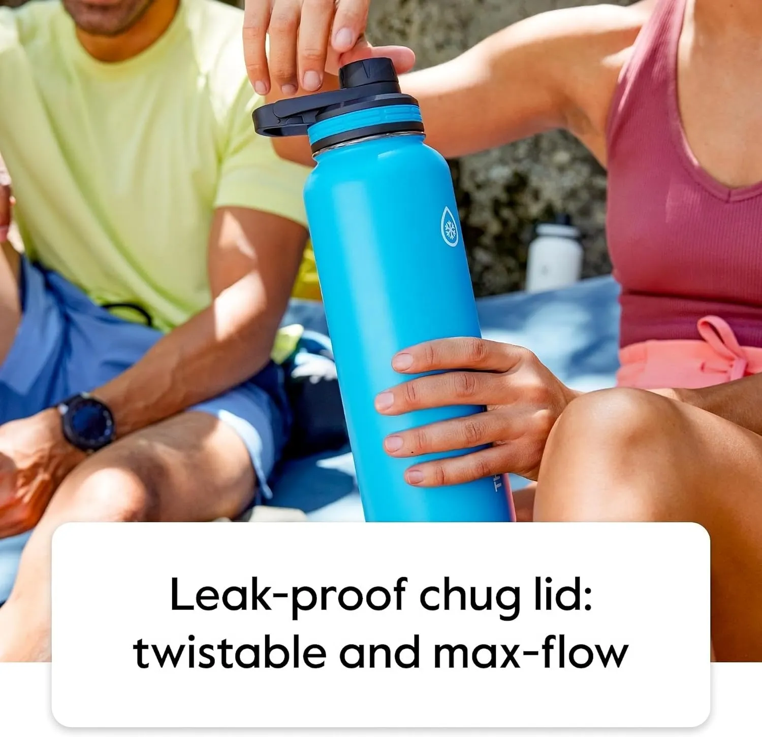 ThermoFlask Bottle with Chug Lid & Straw Lid - Insulated Stainless Steel Water Bottle with Leak-Proof Lids - Dishwasher-Safe Reusable Bottle & Lids - Durable Bottle, 2 Straws & 2 Lids - 40 oz, Cobalt