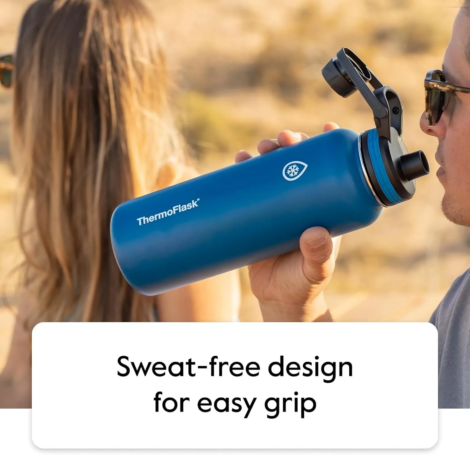 ThermoFlask Bottle with Chug Lid & Straw Lid - Insulated Stainless Steel Water Bottle with Leak-Proof Lids - Dishwasher-Safe Reusable Bottle & Lids - Durable Bottle, 2 Straws & 2 Lids - 40 oz, Cobalt